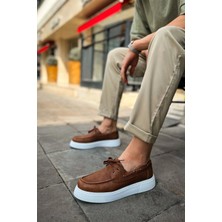 Shoecide SHO419 Bağcıklı Yüksek Taban Cbt Torrini Erkek Loafer Ayakkabı Taba