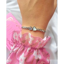 Sirius Jewelry Shop 316 L Çelik Heart Zirkon Taşlı Kelepçe Bileklik