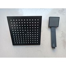 Atasever Parke Tepe Duş Robot Duş Başlığı ve El Duşu Siyah Kare 20X20