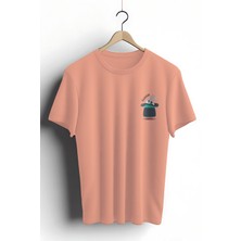 Zestia T-Shirt,Sihirbaz Tavşan Tasarım Baskılı,Oversize,  Pamuk,Somon T-Shirt No:555