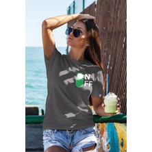 Zestia T-Shirt,On-Off Tasarım Baskılı,Regular,  Pamuk,Antrasit T-Shirt No:557