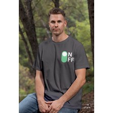Zestia T-Shirt,On-Off Tasarım Baskılı,Regular,  Pamuk,Antrasit T-Shirt No:557