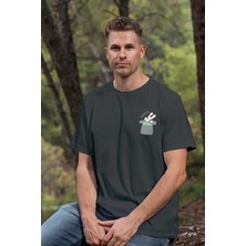 Zestia  T-Shirt,Sihirbaz Tavşan Tasarım Baskılı,Regular,  Pamuk,Siyah T-Shirt No:555