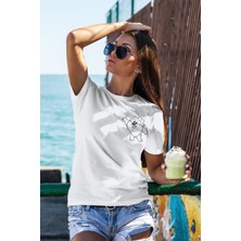 Zestia T-Shirt,Tazmanya Canavarı Tasarım Baskılı,Regular,  Pamuk,Beyaz T-Shirt No:546