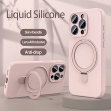 Apple iPhone 15 Pro Max Uyumlu Magsafe Halka Standlı Kamera Koruma Çıkıntılı Içi Kadife Kılıf