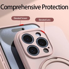Apple iPhone 15 Uyumlu Magsafe Halka Standlı Kamera Koruma Çıkıntılı Içi Kadife Kılıf