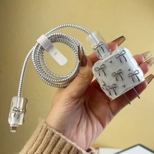 HappyCase Iphone 18 / 20W Uyumlu Şarj Başlık Kablo Koruyucu ve Spiral Kablo Koruyucu mini Kurdela