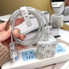 HappyCase Iphone 18 / 20W Uyumlu Şarj Başlık Kablo Koruyucu ve Spiral Kablo Koruyucu mini Kurdela