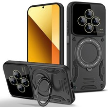 Xiaomi Redmi Note 14 Pro 4g Uyumlu Kamera Korumalı Dönebilen Magsafe Halka Standlı Tank Kılıf