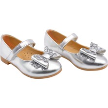 Kids A More Princesa Kurdele Detaylı Kız Çocuk Babet Ayakkabı Gümüş