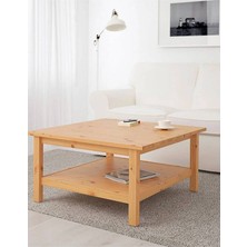 Ela Woodworking Masif Çam Ağacı Orta Sehpa 90X90CM Renk: Şeffaf Parlak Yat Verniği