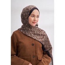 Armanda Vual Monogram Desen Şal 3361-KOYU Vizon