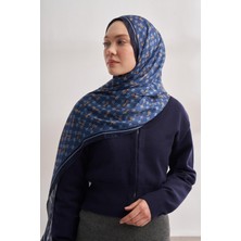 Armanda Vual Monogram Desen Şal 3361-KOT Mavi
