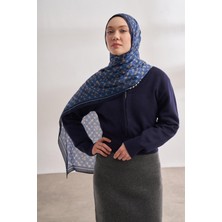 Armanda Vual Monogram Desen Şal 3361-KOT Mavi