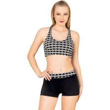 Endeep Kadın Geometrik Desenli Toparlayıcı Şortlu Bikini Takımı