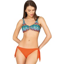 Endeep Kadın Desenli Dokulu Ipli Bikini Takımı