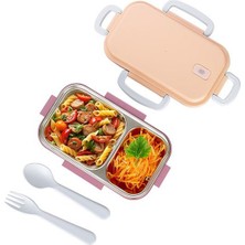 Hane216 2 Bölmeli Paslanmaz Çelik Yemek Kabı  Beslenme Kabi Saklama Kabı Lunch Box Renkli