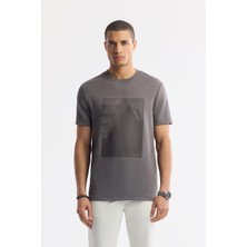 AVVA Erkek Antrasit Bisiklet Yaka Bi-Stretch İnterlok Regular Fit T-Shirt A51Y1072
