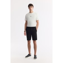 AVVA Erkek Siyah Yanı Lastikli Gofreli Bi-Stretch Slim Fit Chino Şort A51Y3730