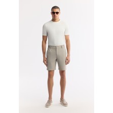 AVVA Erkek Bej Yanı Lastikli Gofreli Bi-Stretch Slim Fit Chino Şort A51Y3730