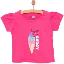 HelloBaby Basic Kız Eğlenceli Dondurma Baskılı T-Shirt Kız Bebek