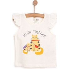 HelloBaby Basic Kız Kedi Baskılı Atlet T-Shirt Kız Bebek