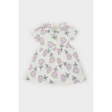DeFacto Çiçekli Kısa Kollu Fitilli Kaşkorse Elbise Kız Bebek F2323A525SM