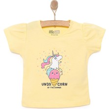 HelloBaby Basic Kız Dondurma Unicorn Baskılı T-Shirt Kız Bebek
