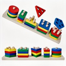 İyi Toys Ahşap 5'li Geometri Sıralama Montessori