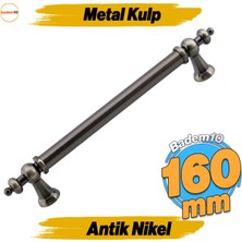 Badem10 Osmanlı Metal Antik Nikel Kulp 160 mm 16 cm Mobilya Çekmece Mutfak Dolabı Dolap Kapak Kulb Kulpu