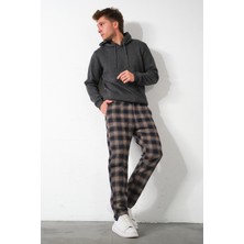 Ekoseli Flanel Pijama Altı Rahat Kesim Dar Paça Pamuklu Erkek Pantolon