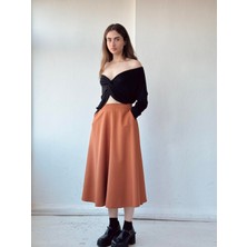 Retrobird Valerie Uzun Kloş Etek Kadın Taba