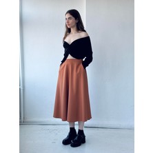 Retrobird Valerie Uzun Kloş Etek Kadın Taba
