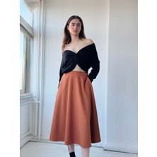 Retrobird Valerie Uzun Kloş Etek Kadın Taba