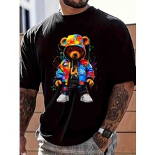 Panda Baskı Tekstil Bear Baskılı Oversıze Tshirt