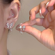 Yongfa0 925 Gümüş Iğne Yay Küpe Kore Tarzı Küpeler Üst Düzey Küpeler Niş Inciler Çok Yönlü Mizaç Küpeleri (Yurt Dışından)