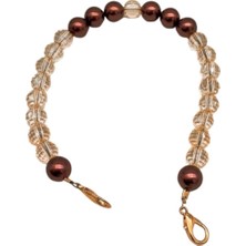 Angel Çanta Aksesuar 42 cm Şeffaf- Bakır Küçük Boncuklu Çanta Sapı Light Metalli