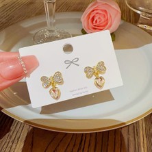 Yongfa0 925 Gümüş Iğne Kore Tarzı Moda Inci Küpeler Niş Tasarım Içi Boş Kelebek Tatlı Pembe Çok Yönlü Küpe (Yurt Dışından)