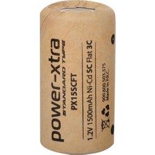 Power-Xtra PX15SCFT - 1.2V 1500 Mah - Sc - Ni-Cd Şarjlı Pil - Başsız - 3c