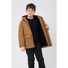 Erkek Çocuk Taba Su ve Rüzgar Geçirmez Kapüşonlu 3 Cep Kışlık Mont & Kaban & Parka FST-FMPÇ-110
