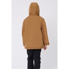 Erkek Çocuk Taba Su ve Rüzgar Geçirmez Kapüşonlu 3 Cep Kışlık Mont & Kaban & Parka FST-FMPÇ-110