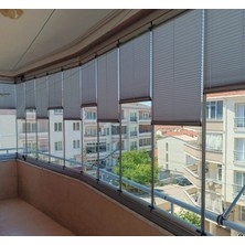 Yazar Home Katlanabilir Cam Balkon Plise Perdesi Gri (Vidalı - Kancalı)