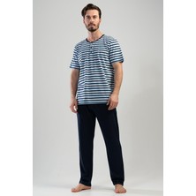 Vienetta Lacivert Erkek Kısa Kollu Büyük Beden Pijama Takımı