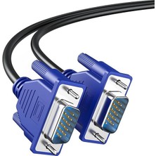 kzy mobilyal Powermaster PM-5996 1.3 Metre Yüksek Hız Destekli Erkek-Erkek 15 Pin VGA Kablo Siyah