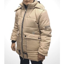 TrendAll Butik  Çocuk Ekru Çift Cepli Içi Peluş Mont Kaban 14-15 Yaş - Ekru