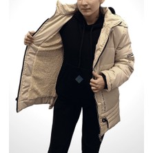 TrendAll Butik  Çocuk Ekru Çift Cepli Içi Peluş Mont Kaban 14-15 Yaş - Ekru