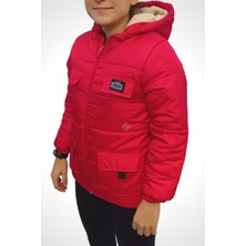 TrendAll Butik  Çocuk Kırmızı Kapüşonlu Mont 8-9 Yaş - Kırmızı