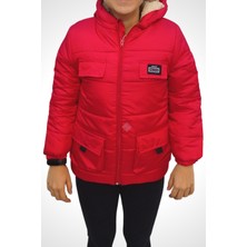 TrendAll Butik  Çocuk Kırmızı Kapüşonlu Mont 8-9 Yaş - Kırmızı