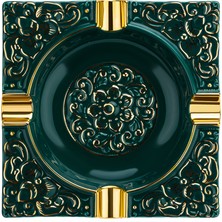Lubinski Kabartma Motif Porselen Puro Küllüğü Yeşil/gold 4lü