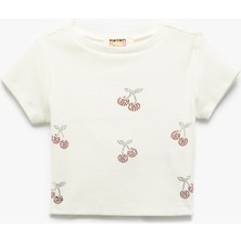 Koton Pamuklu Kiraz Baskılı Bisiklet Yaka Kısa Kollu Tişört